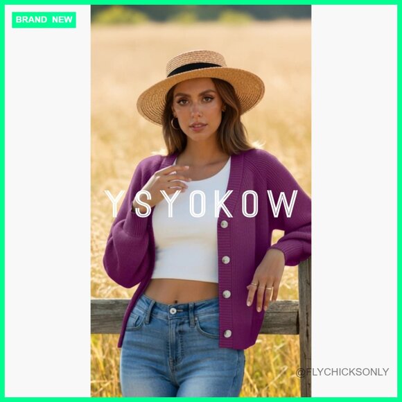 Chunky Knit Cardigan Sweater Open Front Button Down Loose Fit - Picture 7 of 7